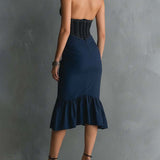 Gloria - elegant midi dress with zipped neckline — view 3