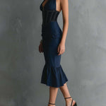 Gloria - elegant midi dress with zipped neckline — view 4