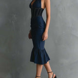 Gloria - elegant midi dress with zipped neckline — view 4