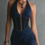 Gloria - elegant midi dress with zipped neckline — view 5