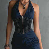 Gloria - elegant midi dress with zipped neckline — view 5