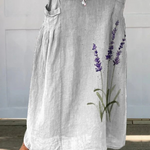 Elastic waist canvas skirt with watercolor lavender pattern — view 2