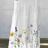Elastic waist canvas skirt with a spring meadow pattern — view 2