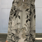 Elasticated waist canvas skirt with pockets, retro flower pattern — view 2