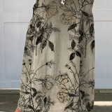 Elasticated waist canvas skirt with pockets, retro flower pattern — view 2