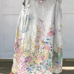 Elasticated waist canvas skirt with pockets, retro flower pattern — view 2
