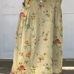 Elasticated waist canvas skirt with pockets, retro flower pattern — view 3
