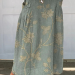 Elasticated waist canvas skirt with pockets, retro flower pattern — view 4