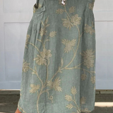 Elasticated waist canvas skirt with pockets, retro flower pattern — view 4