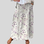 Elasticated waist canvas skirt with pockets, retro flower pattern — view 1
