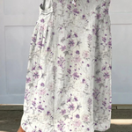 Elasticated waist canvas skirt with pockets, retro flower pattern — view 2