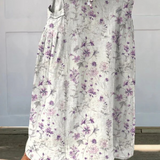 Elasticated waist canvas skirt with pockets, retro flower pattern — view 2