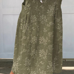 Elasticated waist linen skirt with pockets, flower pattern — view 2