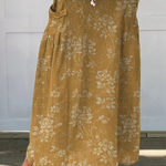 Elasticated waist linen skirt with pockets, flower pattern — view 3