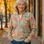 Hailey - Cardigan with a retro flower garden print — view 3