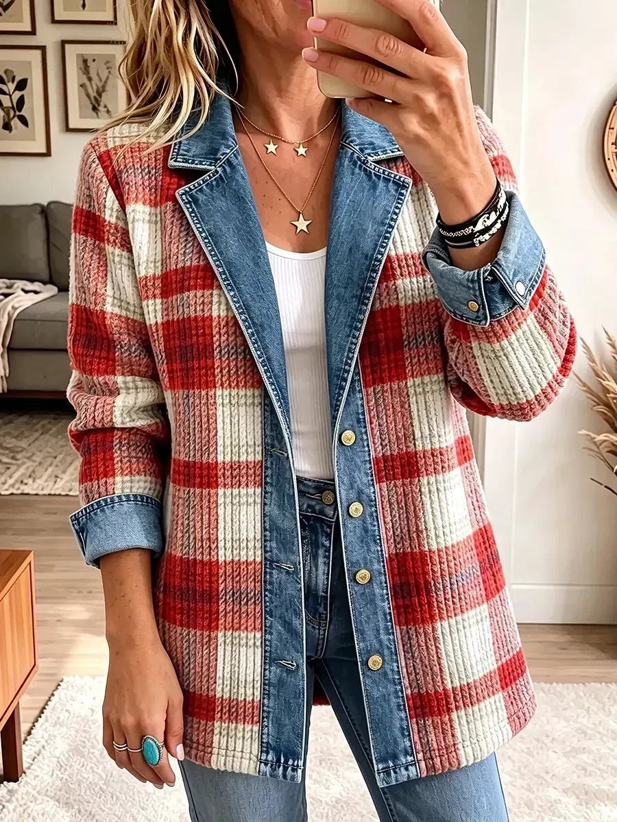 Hailey - Retro Patchwork Denim Jacket — view 1