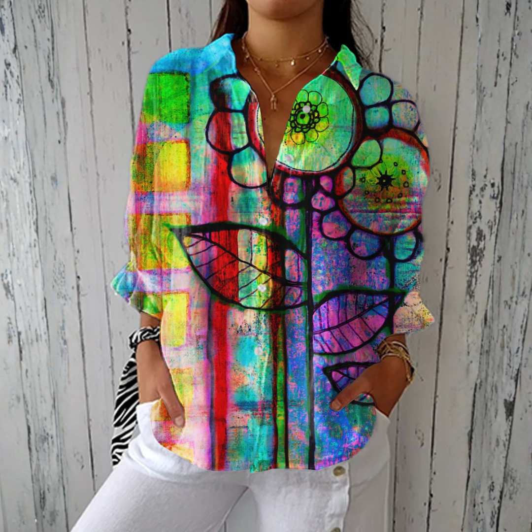 Hallie - Artistic Floral Shirt — view 1