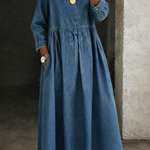 Hallie - Denim dress with peter pan collar — view 2