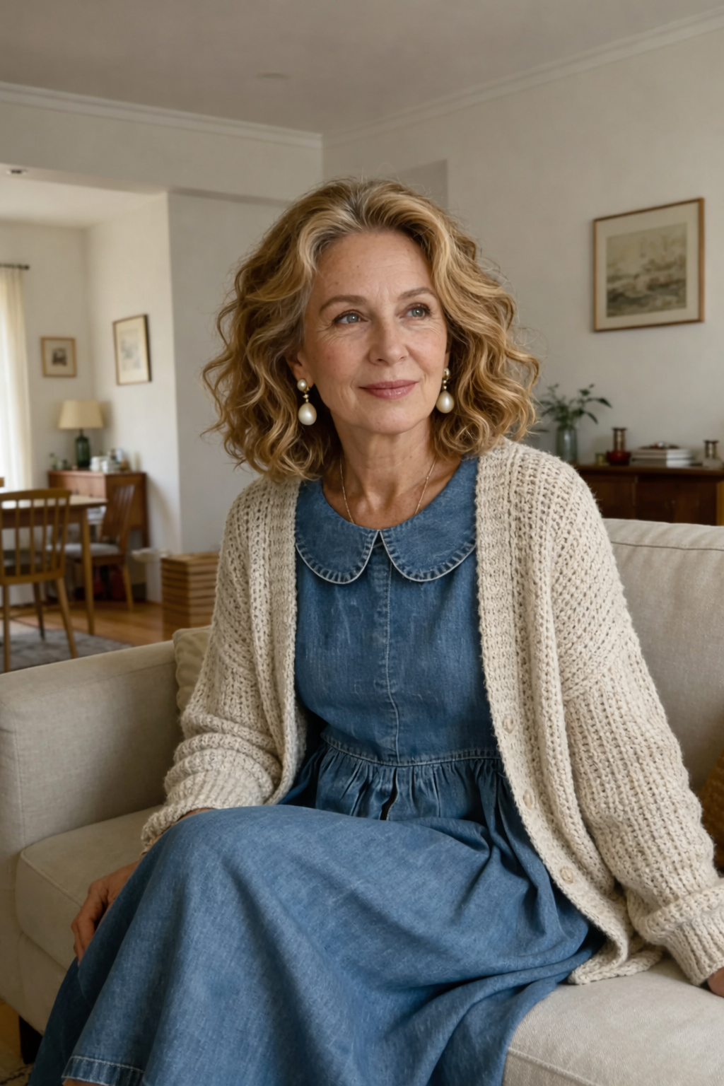 Hallie - Denim dress with peter pan collar — view 3