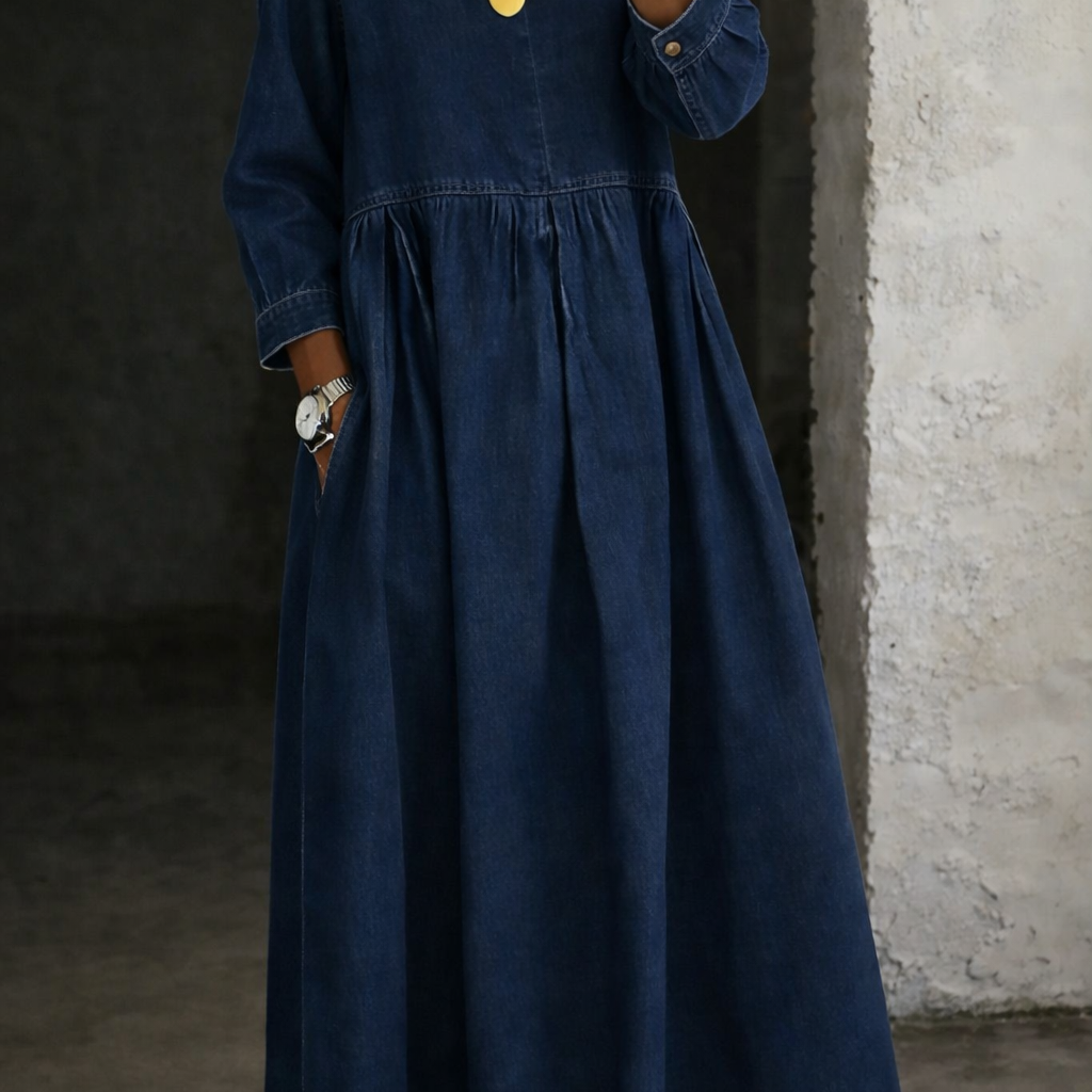 Hallie - Denim dress with peter pan collar — view 4