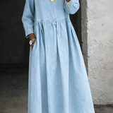 Hallie - Denim dress with peter pan collar — view 7