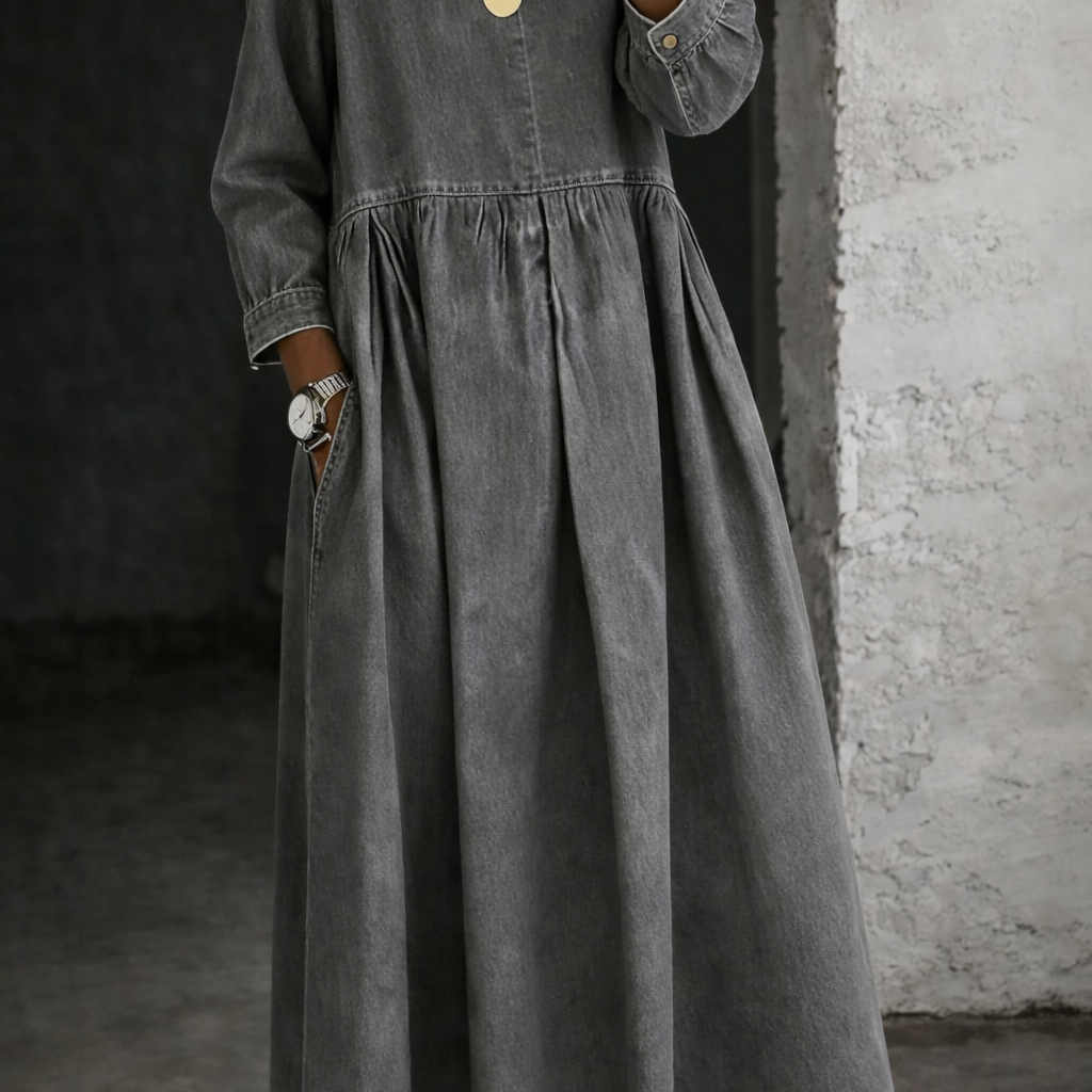 Hallie - Denim dress with peter pan collar — view 8