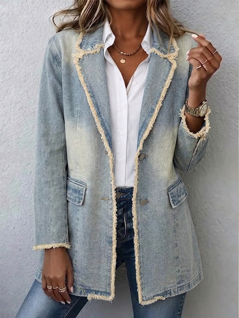 Hannah - Retro oversized blazer with raw edges — view 1