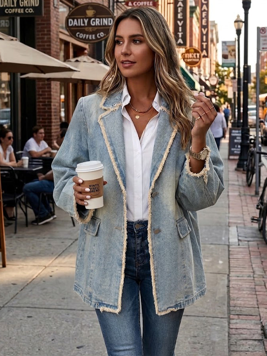 Hannah - Retro oversized blazer with raw edges — view 2