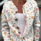 Hannah - Retro Floral Knit Cardigan Sweater — view 1