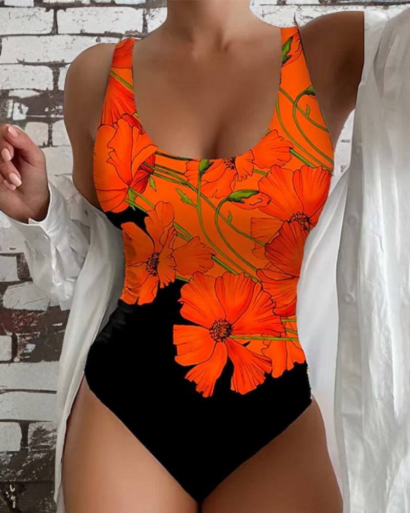 Harmony - elegant one-piece swimsuit with floral print — view 1