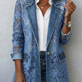 Harper - Blazer jacket with floral lace trim — view 1