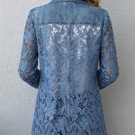 Harper - Blazer jacket with floral lace trim — view 2