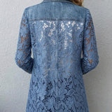 Harper - Blazer jacket with floral lace trim — view 2