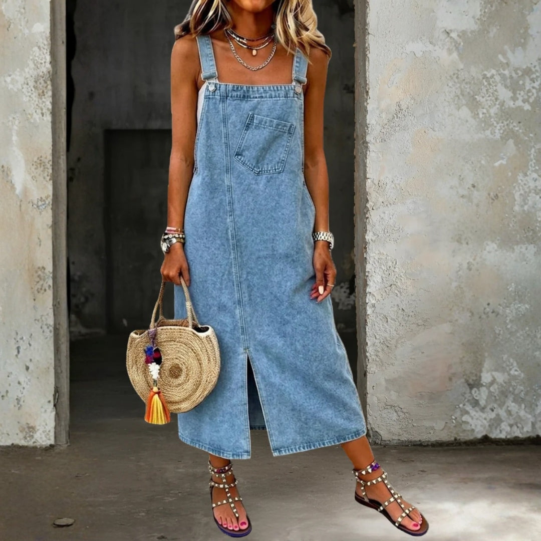 Harper - Casual denim pullover dress — view 1