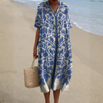 Heather - Embroidered blue dress — view 1