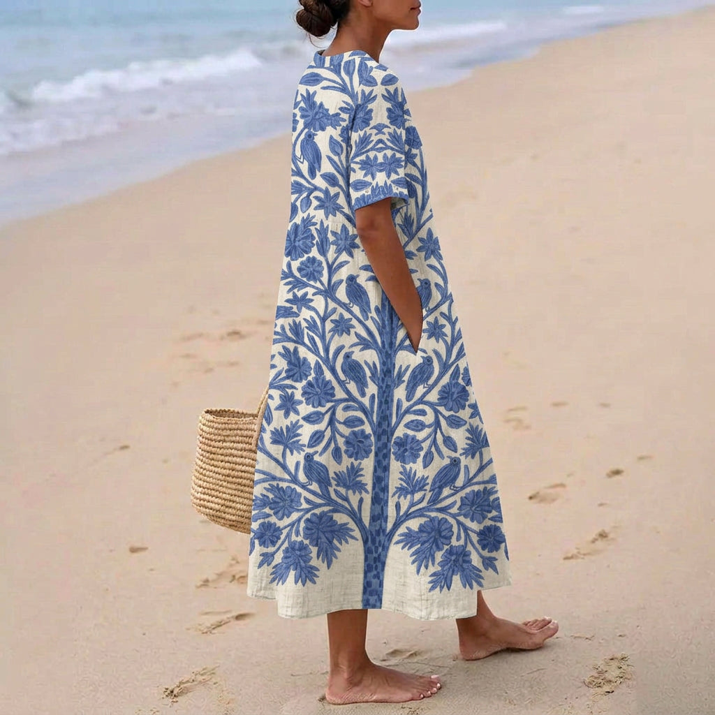 Heather - Embroidered blue dress — view 2