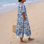 Heather - Embroidered blue dress — view 2