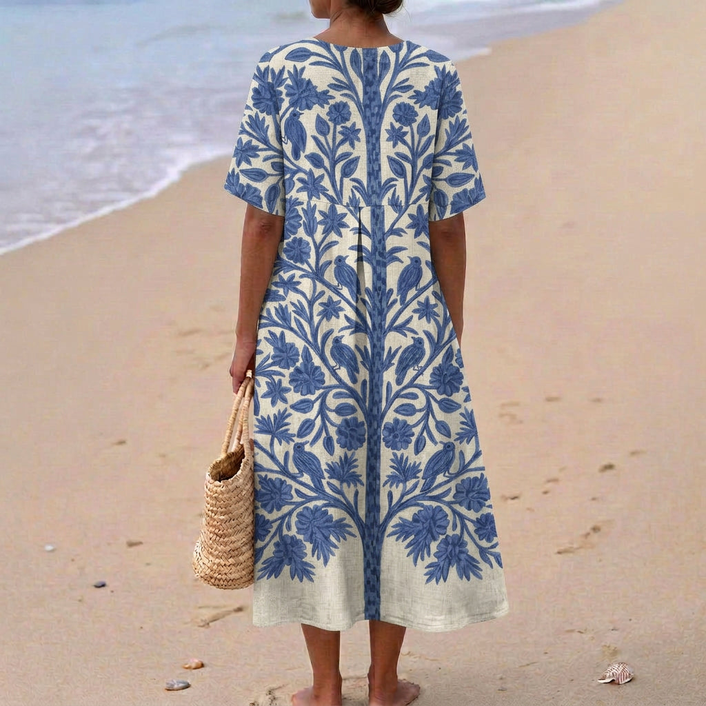 Heather - Embroidered blue dress — view 3