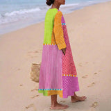 Heather - colourful patchwork dress with dots and stripes — view 2