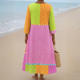Heather - colourful patchwork dress with dots and stripes — view 3