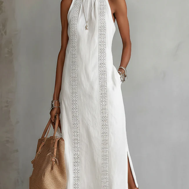 Heidi - sleeveless lace detail midi dress — view 1
