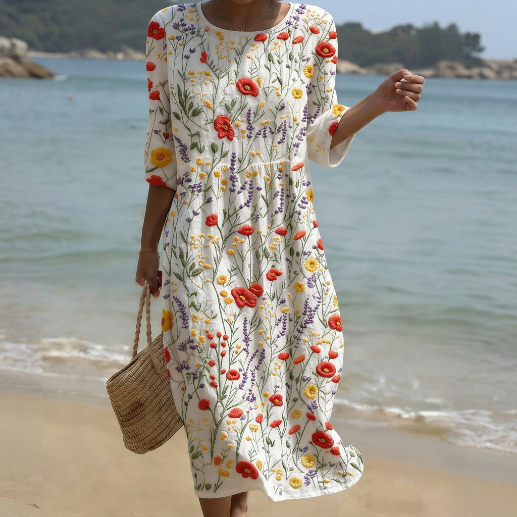 Hope - maxi dress with round neck and floral print — view 1