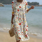 Hope - maxi dress with round neck and floral print — view 1