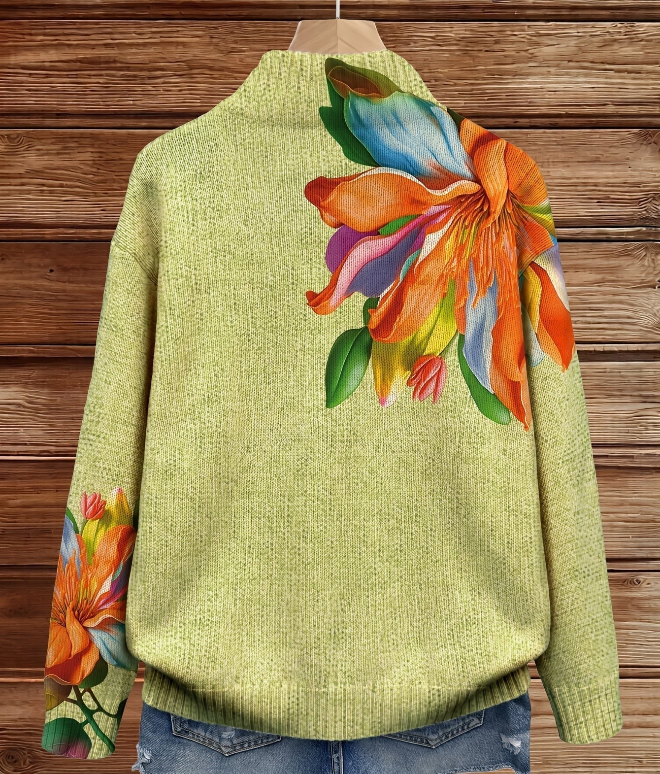 Isabella - cardigan with a vibrant tropical lily print — view 2