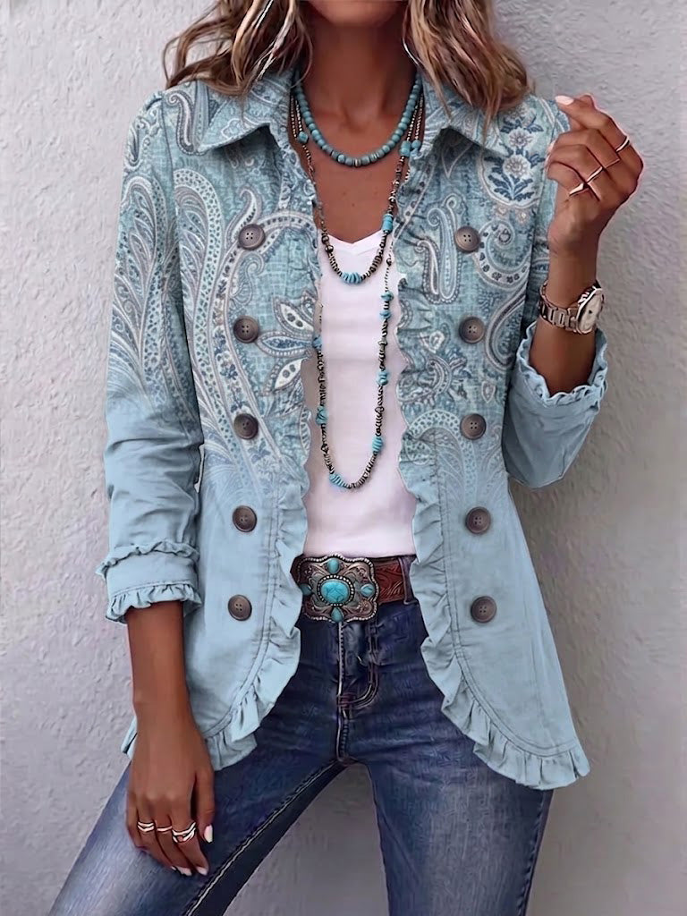 Isabella - Retro Paisley Ruffled Jacket — view 1