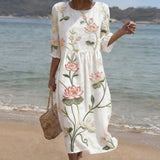 Isabella - dress with plant and flower pattern — view 1