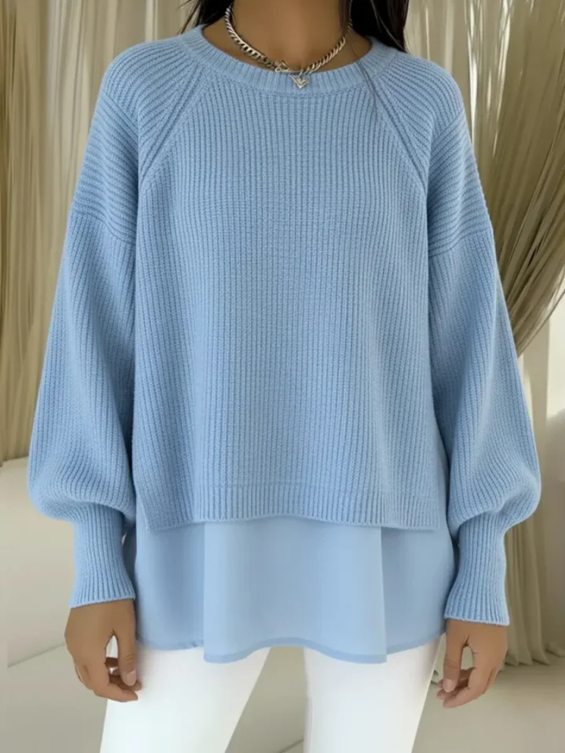 Janet - Knitted sweater with a layered look — view 1