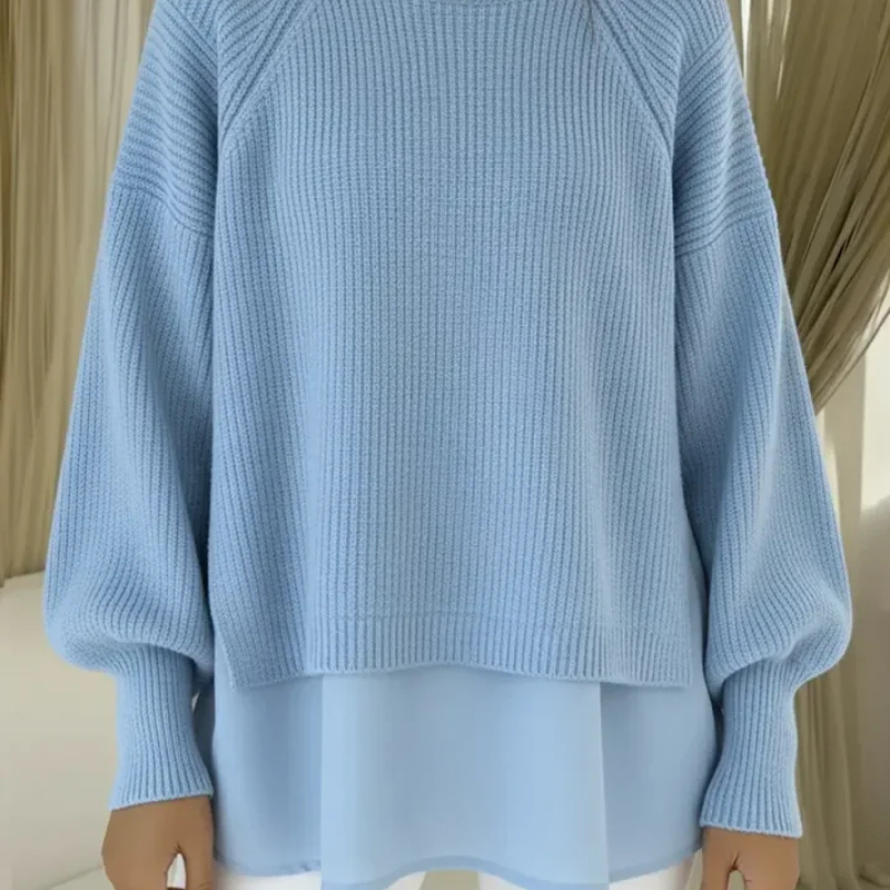 Janet - Knitted sweater with a layered look — view 1