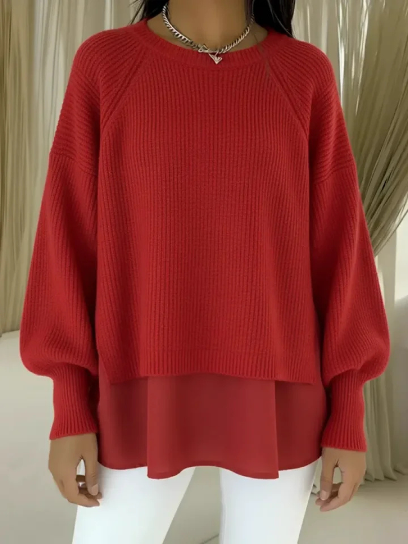 Janet - Knitted sweater with a layered look — view 2