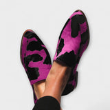 Janet - cow print moccasins — view 1